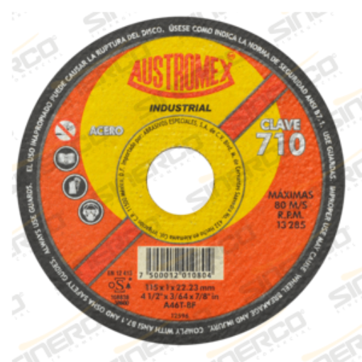 Imagen de 710 DISCO CORTE METAL  4-1/2"X3/64"X7/8"