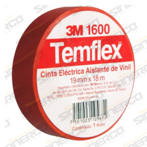 Imagen de TEMFLEX 1600 CINTA ELECTRICA 0.019 X 18 M ROJO