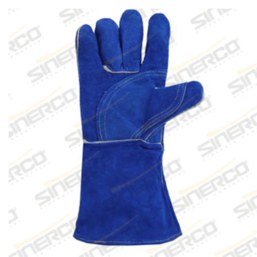 Imagen de GUANTE DE CARNAZA PARA SOLDADOR AZUL HILO KEVLAR