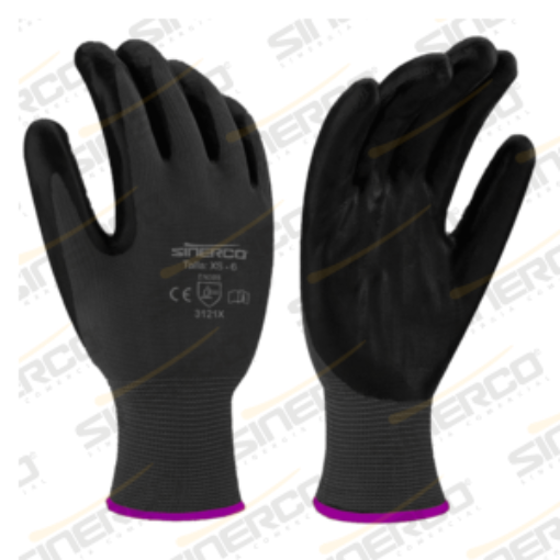Imagen de GUANTE NYLON NEGRO RECUBRIMIENTO PU TALLA "XS"
