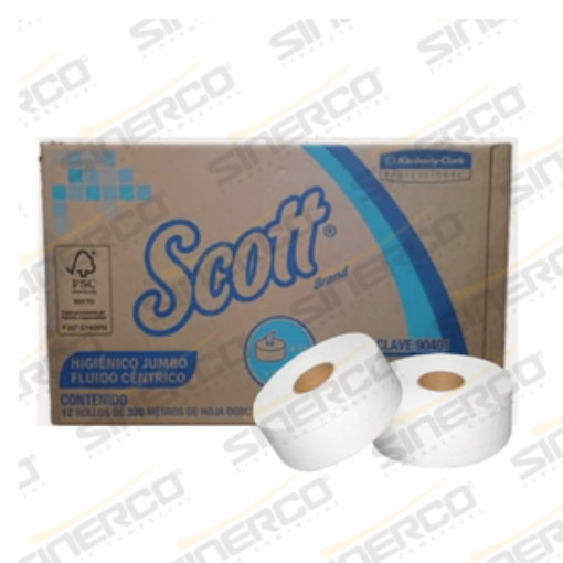 Imagen de KCP 90401 HIGIENICO SCOTT JUMBO FLUIDO CENTRICO 1600 HD X 10.5CM X 12 ROLLOS